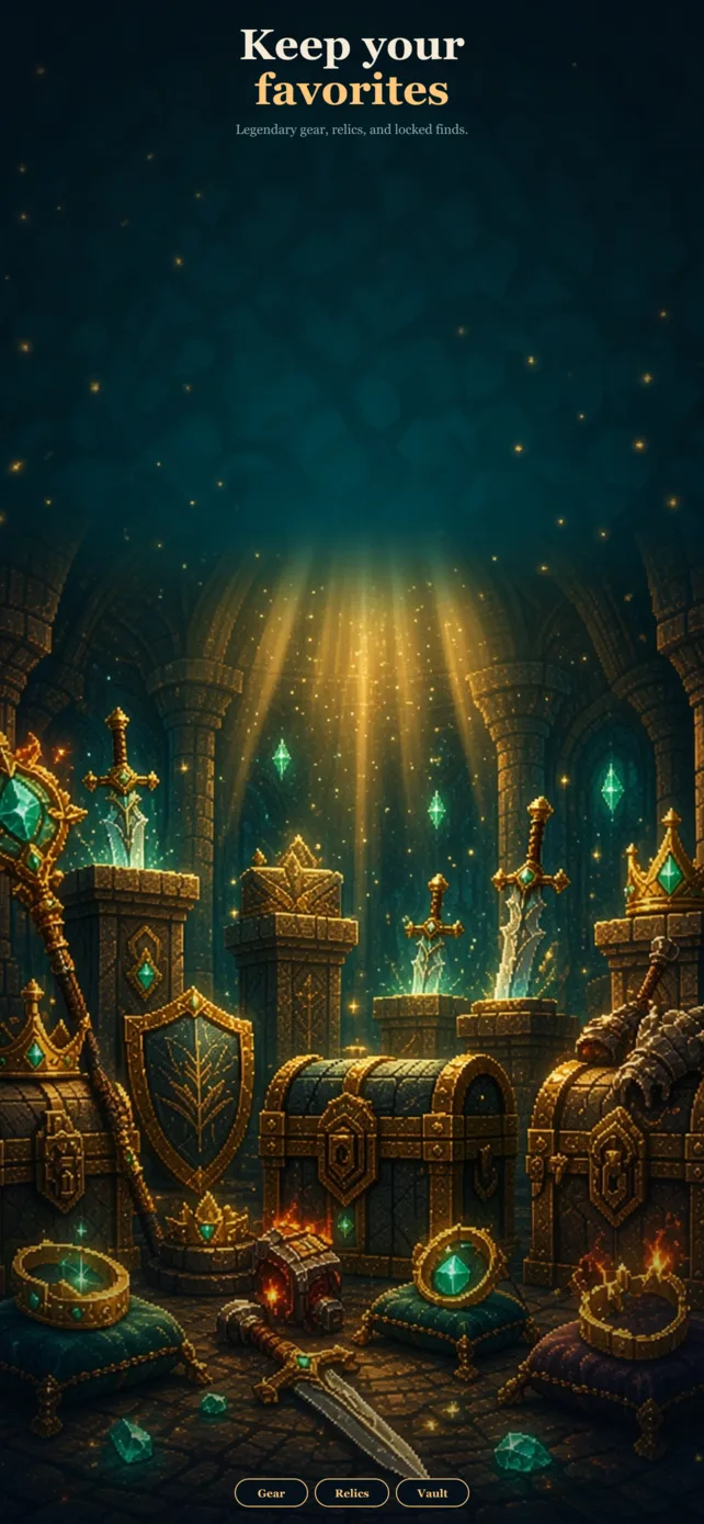Legendary gear, relics, and locked finds.